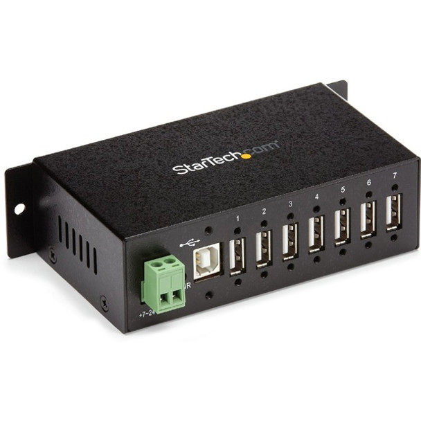 StarTech.com Mountable Rugged Industrial 7 Port USB 2.0 Hub - Add 7 external, wall/DIN rail mountable USB 2.0 ports from a single USB connection - usb 2.0 hub - 7 port usb hub - desktop usb hub -external usb hub