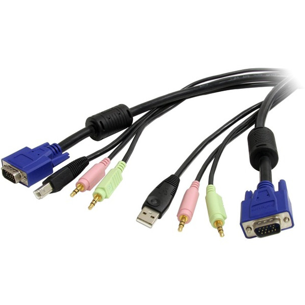StarTech.com 6 ft 4-in-1 USB VGA KVM Switch Cable with Audio - Connect high resolution VGA video, USB, audio and microphone all in one cable - kvm cable - usb kvm cable - kvm switch cable -vga kvm cable