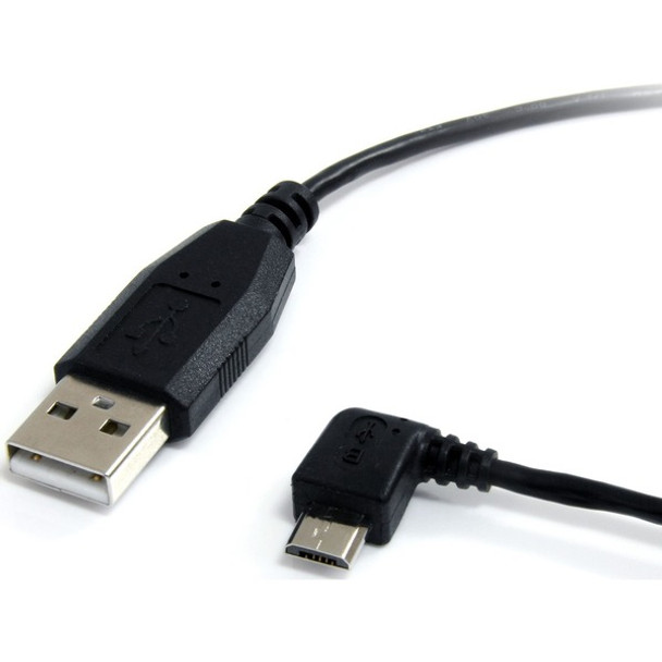 StarTech.com 1 ft Micro USB Cable - A to Left Angle Micro B - Charge or sync your Micro-B USB devices with the cable out of the way