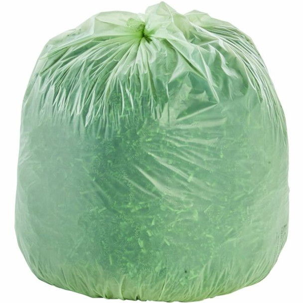 Stout EcoSafe Trash Bags - 30 gal Capacity - 30" Width x 39" Length - 1.10 mil (28 Micron) Thickness - Green - Plastic - 48/Carton