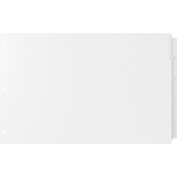 EasyFit 5-Tab Legal Size Index Dividers - 5 x Divider(s) - 5 Tab(s) - 5 Tab(s)/Set - 8.5" Divider Width x 14" Divider Length - Legal - 3 Hole Punched - White Divider - Clear Plastic Tab(s) - Recycled - Hole Reinforcement, Punched - 5 / Set