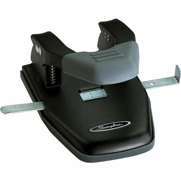 Swingline Comfort Handle 2-Hole Punch - 2 Punch Head(s) - 28 Sheet - 1/4" Punch Size - Black, Gray