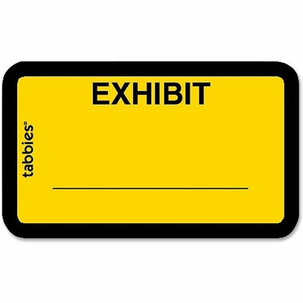 Tabbies Color-coded Legal Exhibit Labels - 1 5/8" Width x 1" Length - Yellow - 252 / Pack