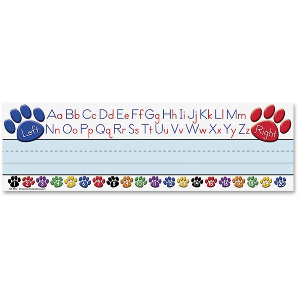 Teacher Created Resources Paw Alphabet Name Plates - Skill Learning: Name, Alphabet, Vocabulary, Word - Acid-free - 3.50" Height x 11.50" Width x 11" Length - 1 / Pack