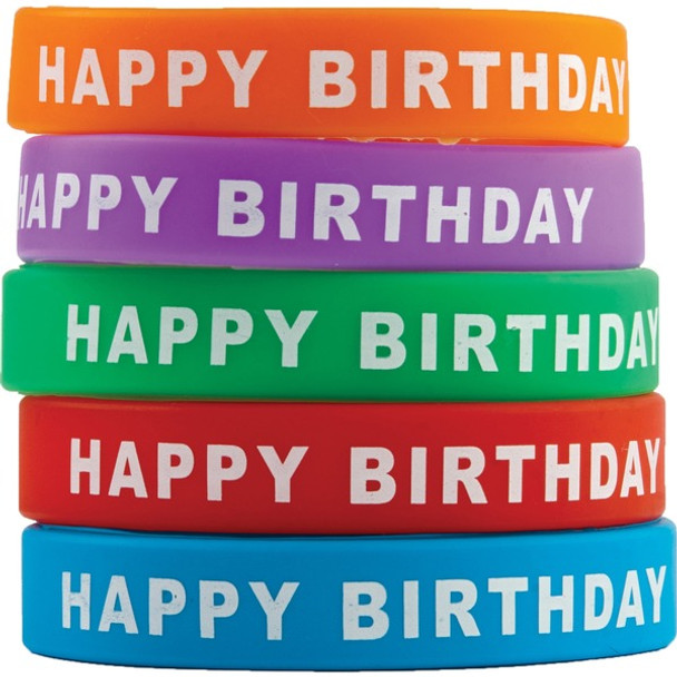 Teacher Created Resources Happy Birthday Wristbands - 10 / Set - Multi - Silicone