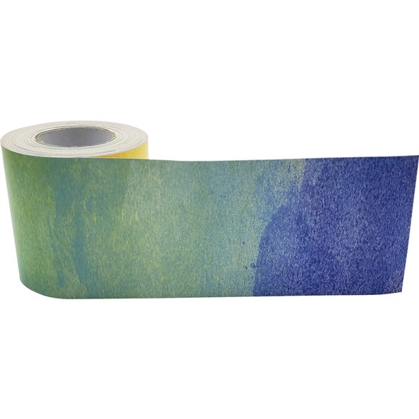 Teacher Created Resources Straight Rolled Border Trim - Watercolor - Sturdy, Durable - 3" Width x 600" Length - Multicolor - 1 / Roll