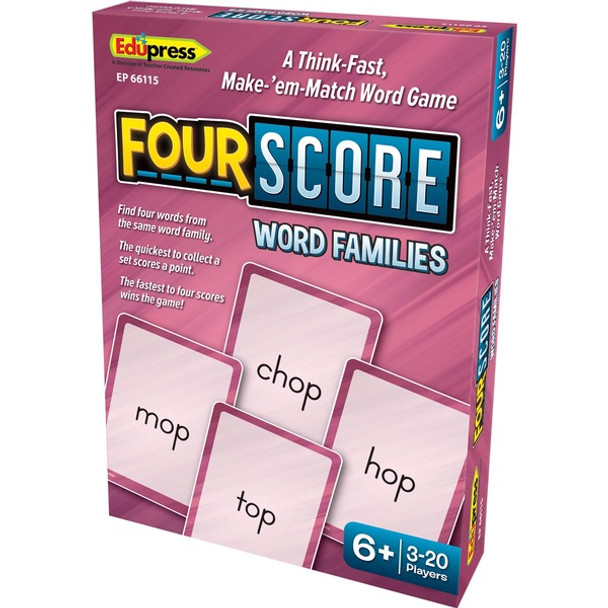 Teacher Created Resources Four Score Word Card Game - Matching - 3 to 20 Players - 1 Each