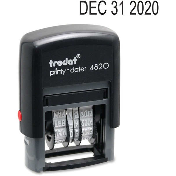 Trodat Date Only Stamp - Date Stamp - 0.38" Impression Width x 1.62" Impression Length - 10000 Impression(s) - Black - Recycled - 1 Each