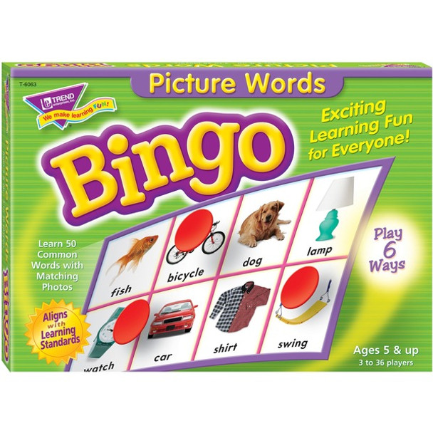 Trend Picture Words Bingo Game - Educational - 3 to 36 Players - 1 Each