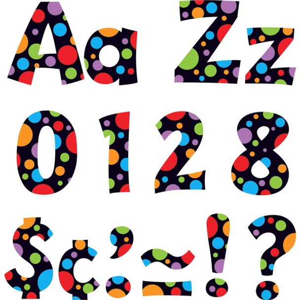 Trend Ready Letter Neon Dots - 83 x Lowercase Letters, 20 x Numbers, 36 x Punctuation Marks, 59 x Uppercase Letters, 18 x Spanish Accent Mark Shape - Pin-up - 4" Height x 8" Length - Assorted - 1 / Pack