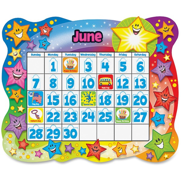 Trend Star Calendar Bulletin Board Set - Durable - 26" Height x 31.50" Width - Assorted - 1 / Set