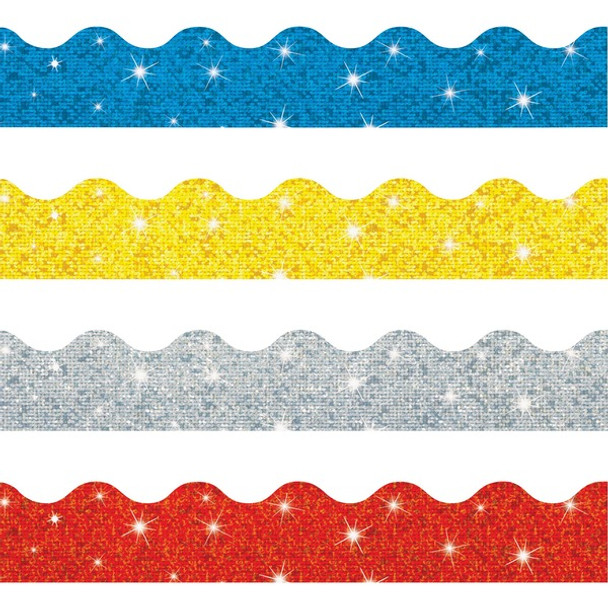 Trend Sparkle Terrific Trimmers Borders - 130 Shape - Blue, Silver, Yellow, Red - 1 / Set