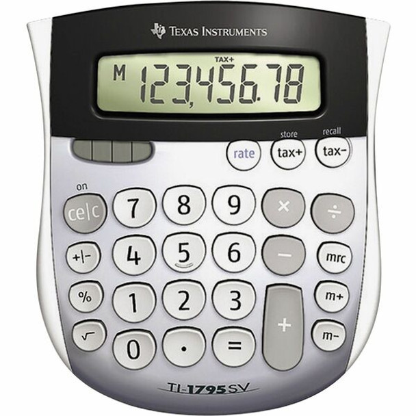 Texas Instruments TI-1795SV SuperView Calculator - Dual Power, Sign Change, Angled Display - 8 Digits - LCD - Battery/Solar Powered - 1" x 4.3" x 5.1" - Gray - 1 Each