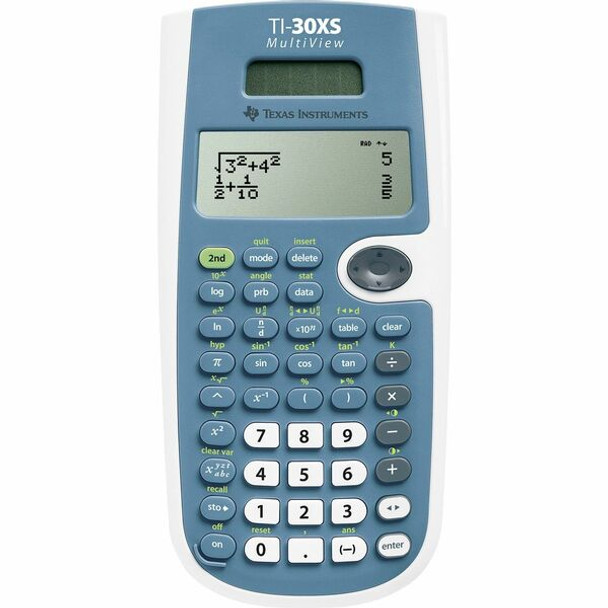 Texas Instruments TI30XS MultiView Scientific Calculator - Protective Hard Shell Cover - 4 Line(s) - 16 Digits - Battery/Solar Powered - 0.8" x 3.5" x 7.3" - Blue - 1 Each