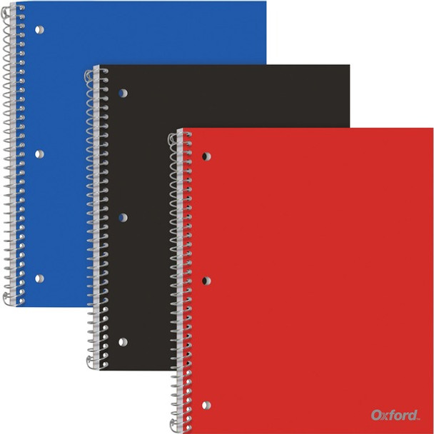 TOPS 1-Subject Poly Notebook - 1 Subject(s) - 100 Sheets - Wire Bound - College Ruled - 3 Hole(s) - 0.30" x 9" x 11" - Assorted Cover - Divider, Snag Resistant, Perforated - 3 / Pack