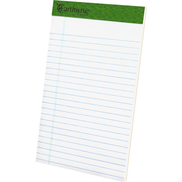 TOPS Recycled Perforated Jr. Legal Rule Pads - 50 Sheets - 0.28" Ruled - 15 lb Basis Weight - 5" x 8" - Environmentally Friendly, Perforated - Recycled - 1 Dozen