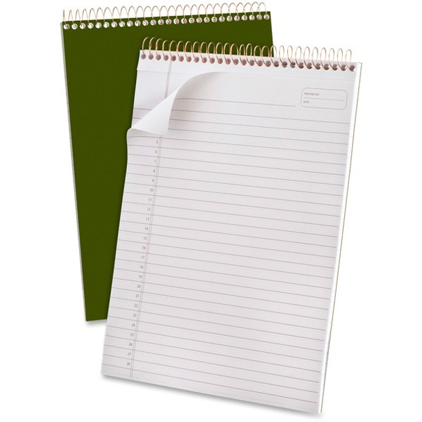Ampad Gold Fibre Classic Wirebound Legal Pads - 70 Sheets - Wire Bound - 0.34" Ruled - 20 lb Basis Weight - 8 1/2" x 11 3/4" - White Paper - Classic Green Cover - Micro Perforated, Stiff-back, Chipboard Backing - 1 Each