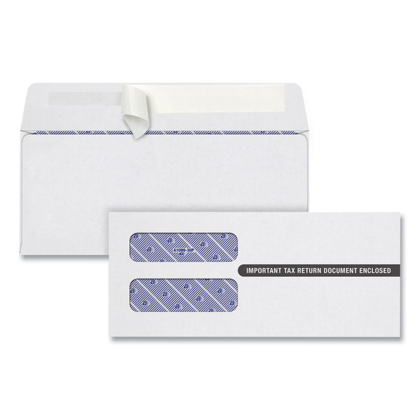 1099 Double Window Envelope, Commercial Flap, Self-Adhesive Closure, 3.75 x 8.75, White, 24/Pack