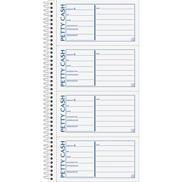 TOPS Duplicate Petty Cash Book - Wire Bound - 2 PartCarbonless Copy - 2.75" x 5" Form Size - 5.50" x 11" Sheet Size - White, Yellow - Blue, Red Print Color - 1 Each