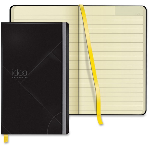 TOPS Idea Collective Wide-ruled Journal - 240 Sheets - Book Bound - 8 1/4" x 5" - 0.63" x 5" x 8.3" - Cream Paper - Black Cover - Durable Cover, Elastic Band, Acid-free - 1 Each