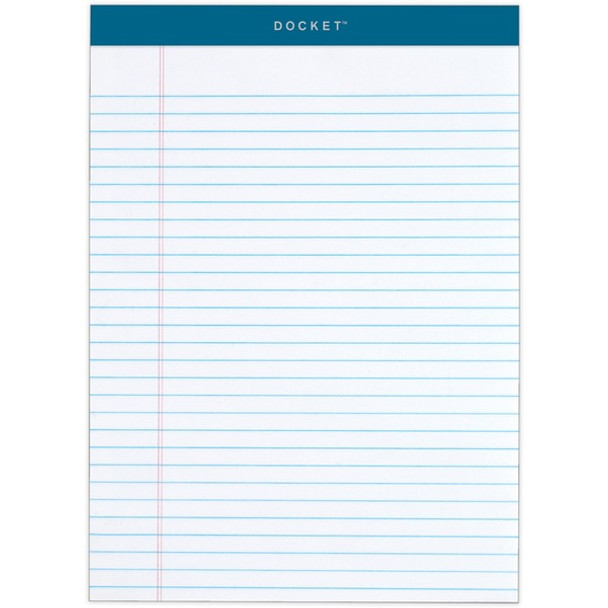 TOPS Docket Letr-Trim Legal Ruled White Legal Pads - 50 Sheets - Double Stitched - 0.34" Ruled - 16 lb Basis Weight - 8 1/2" x 11 3/4" - White Paper - Marble Green Binding - Perforated, Hard Cover, Resist Bleed-through - 12 / Pack