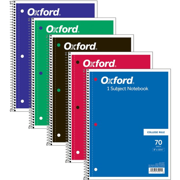 TOPS One-subject Wirebound Notebook - 70 Sheets - Wire Bound - 10 1/2" x 8" - 0.25" x 8" x 10.5" - Assorted Paper - RedCard Stock, Black, Blue, Green, Purple Cover - Perforated - 1 Each