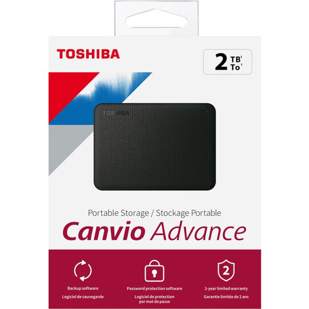 Toshiba Canvio Advance HDTCA20XK3AA 2 TB Portable Hard Drive - External - Black - USB 3.0 - 1 Pack