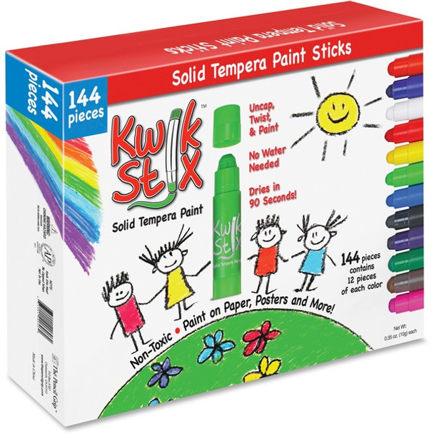 The Pencil Grip Kwik Stix 144-Piece Tempera Paint Sticks - 144 / Box - Assorted