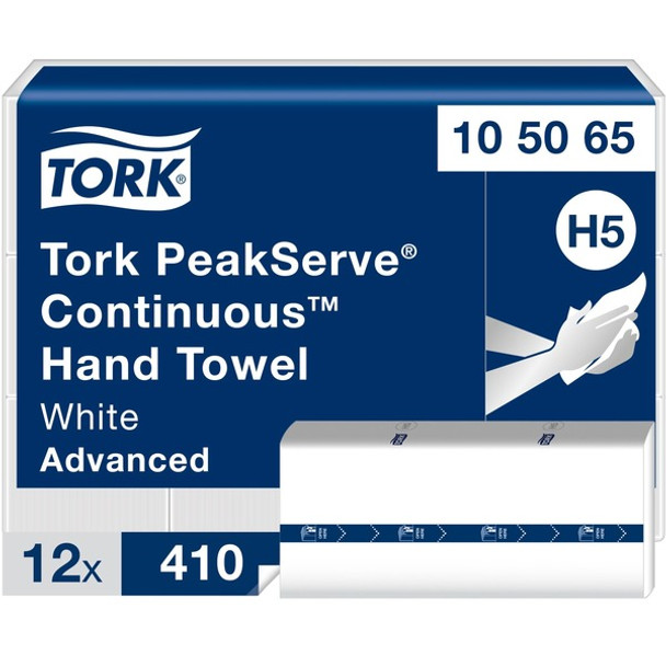 Tork PeakServe&reg; Continuous&trade; Hand Towel White H5 - Tork PeakServe&reg; Continuous&trade; Hand Towel White H5, Advanced, Compressed, 12 x 410 sheets, 105065