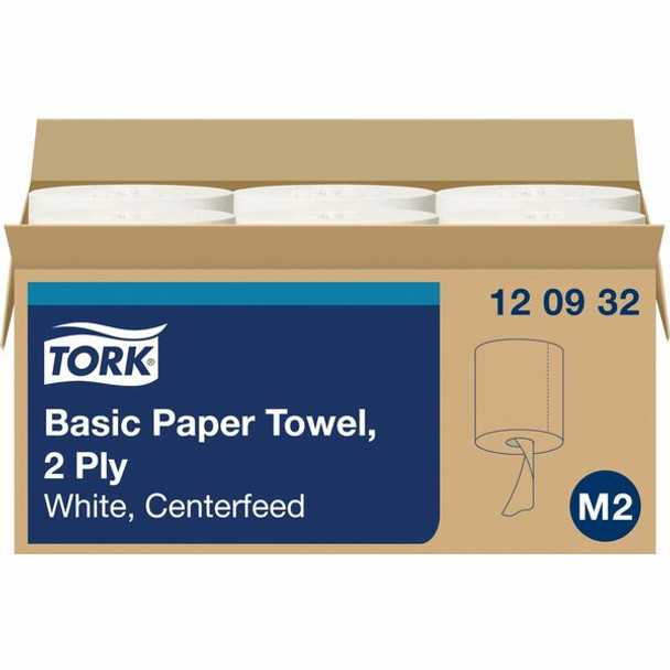 TORK Centerfeed Paper Towel White M2 - Tork Centerfeed Paper Towel White M2, High Absorbency, 6 x 500 Sheets, 120932