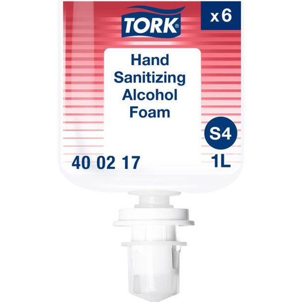 TORK Sanitizing Foam Refill - Tork Alcohol Foam Hand Sanitizer S4, Helps Kill Common Germs, 6 x 1L, 400217