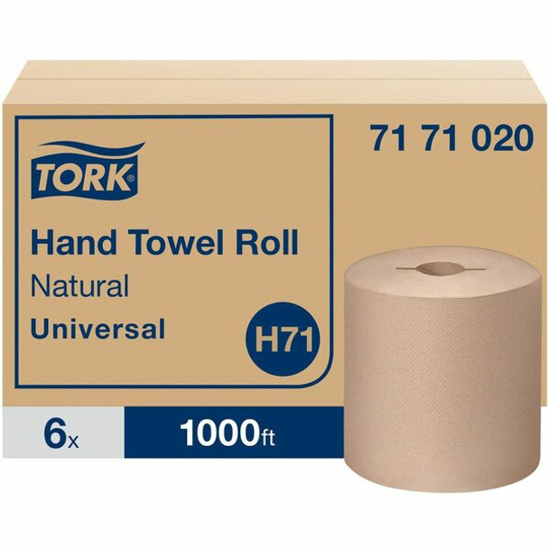 TORK Hand Towel Roll Nature H71 - Tork Hand Towel Roll, Nature, Universal, H71, Extra Large, 100% Recycled, 1-Ply, Nature, 6 Rolls x 1000 ft, 7171020