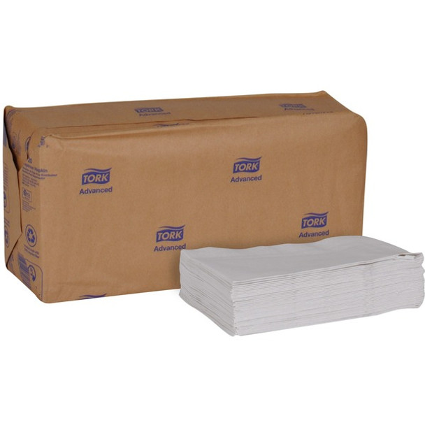 Tork Advanced Soft Minifold Dispenser Napkin - 1 Ply - 13" x 12" - White - Fiber - Absorbent, Soft, Embossed - 12 / Carton