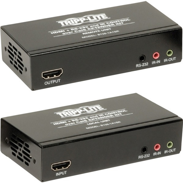 Tripp Lite by Eaton HDMI over Cat5/6 Extender Kit Transmitter/Receiver 4K Serial and IR Control Up to 328 ft. (100 m) TAA - 3840 x 2160 4Kx2K UHD 1080p @ 24/30 Hz Up to 328 ft.