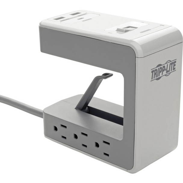 Tripp Lite by Eaton 6-Outlet Surge Protector w/2 USB-A (2.4A Shared) & 1 USB-C (3A) - 8 ft. (2.43 m) Cord, 1080 Joules, Desk Clamp - 6 x NEMA 5-15R, 2 x USB - 1800 VA - 1080 J - 120 V AC Input