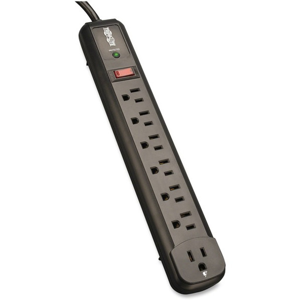 Tripp Lite by Eaton Protect It! 7-Outlet Surge Protector 6 Right-Angle Outlets 4 ft. (1.22 m) Cord 1080 Joules Diagnostic LED Black Housing - 7 x NEMA 5-15R - 1800 VA - 1080 J - 120 V AC Input