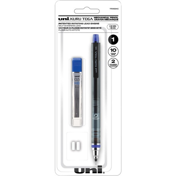 uni&reg; KuruToga Mechanical Pencil Starter Set - 0.5 mm Lead Diameter - Refillable - 1 Each