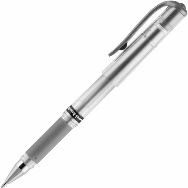 uniball&trade; Signo Gel Impact Pen - Bold Pen Point - 1 mm Pen Point Size - Metallic Silver Gel-based Ink - 1 Each
