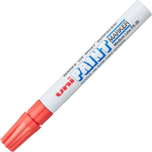 uni&reg; uni-Paint PX-20 Oil-Based Paint Marker - Medium Marker Point - Red Oil Based Ink - White Barrel - 1 Each