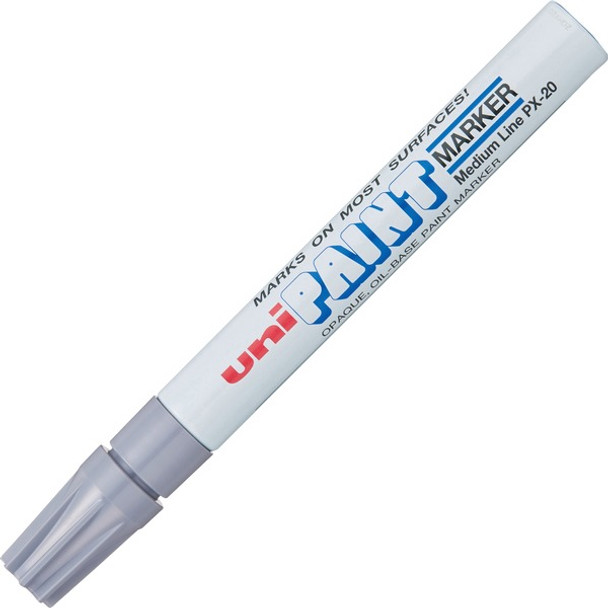 uni&reg; uni-Paint PX-20 Oil-Based Paint Marker - Medium Marker Point - Metallic Silver Oil Based Ink - Silver Barrel - 1 Each