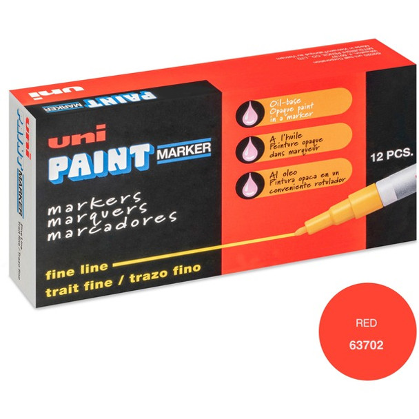 uni&reg; uni-Paint PX-21 Oil-Based Paint Marker - Fine Marker Point - Red Oil Based Ink - 1 Each