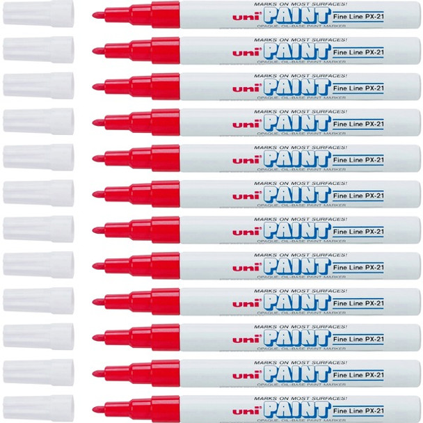 uni&reg; uni-Paint PX-21 Oil-Based Marker - Fine Marker Point - Red Oil Based Ink - 1 Dozen