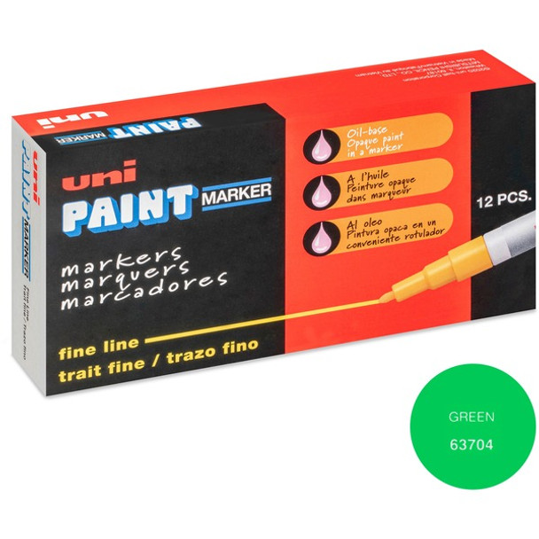 uni&reg; uni-Paint PX-21 Oil-Based Paint Marker - Fine Marker Point - Green Oil Based Ink - 1 Each