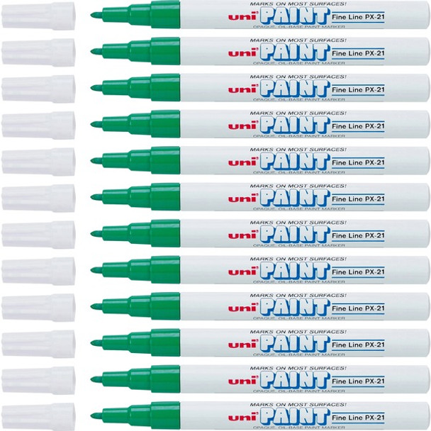 uni&reg; uni-Paint PX-21 Oil-Based Marker - Fine Marker Point - Green Oil Based Ink - 1 Dozen
