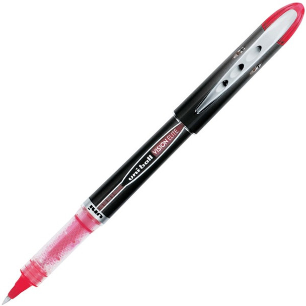 uniball&trade; Vision Elite Rollerball Pen - Micro Pen Point - 0.5 mm Pen Point Size - Red Pigment-based Ink - 1 Each