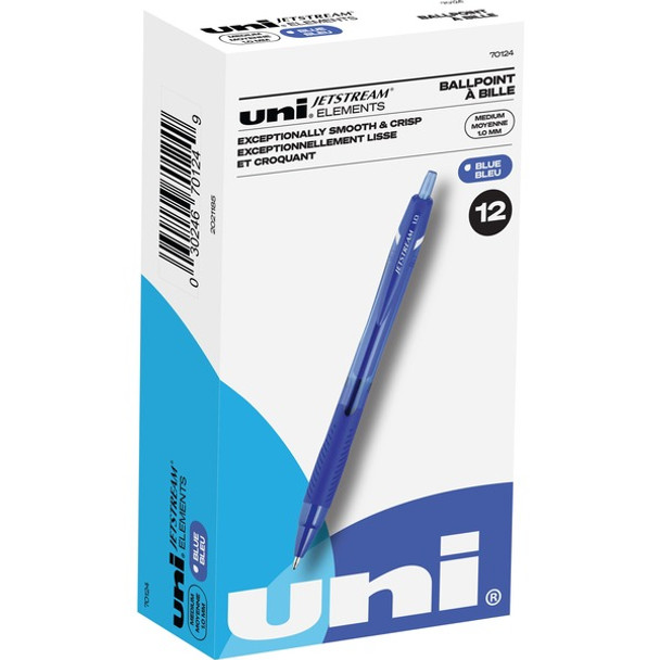 uni&reg; Jetstream Elements Ballpoint Pen - Medium Pen Point - 1 mm Pen Point Size - Blue Gel-based Ink - 1 Dozen