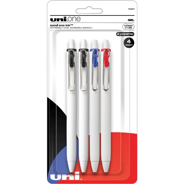 uni&reg; ONE Gel Pen - Medium Pen Point - 0.7 mm Pen Point Size - Multi Gel-based Ink - 4 / Pack