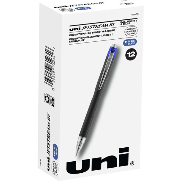 uni&reg; Jetstream RT Ballpoint Pen - Medium Pen Point - 1 mm Pen Point Size - Retractable - Blue Pigment-based Ink - 1 Dozen