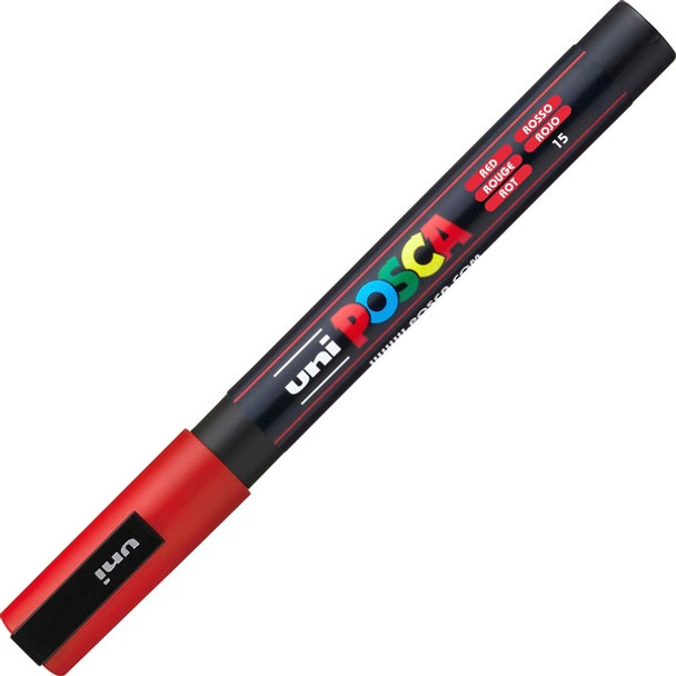 uni&reg; Posca PC-3M Paint Markers - Fine Marker Point - Red Water Based, Pigment-based Ink - 6 / Pack