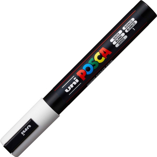 uni&reg; Posca PC-5M Paint Markers - Medium Marker Point - White Water Based, Pigment-based Ink - 6 / Pack